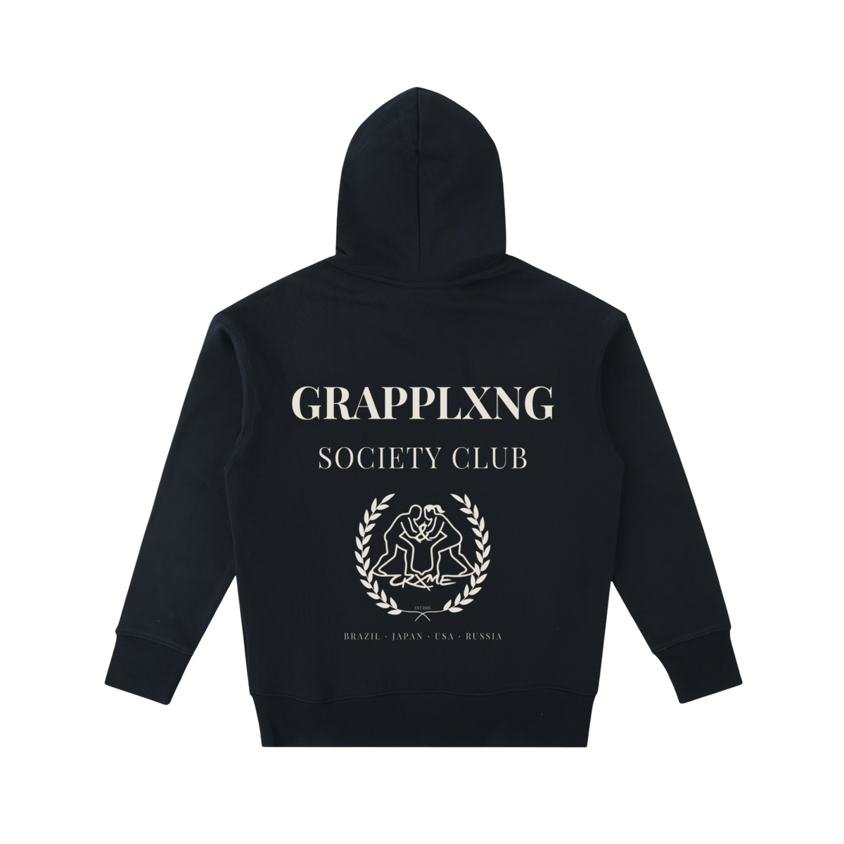 GRAPPLXNG SOCIETY CLUB-530GSM-BLACK-100%COTTON