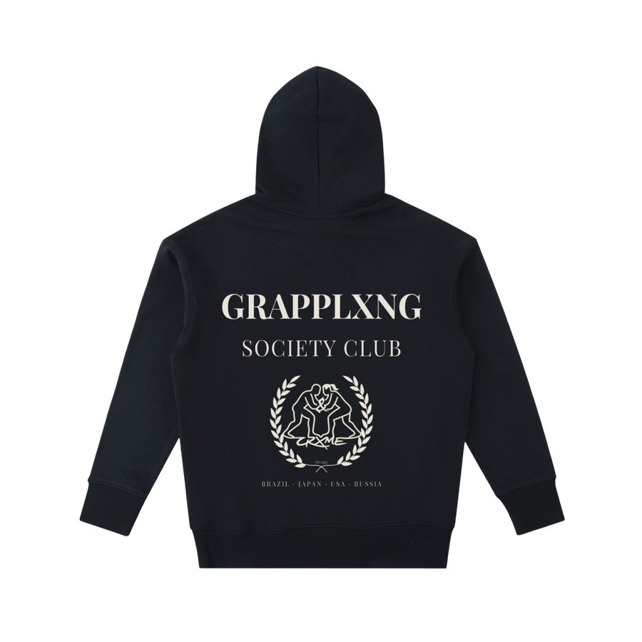 GRAPPLXNG SOCIETY CLUB-530GSM-BLACK-100%COTTON